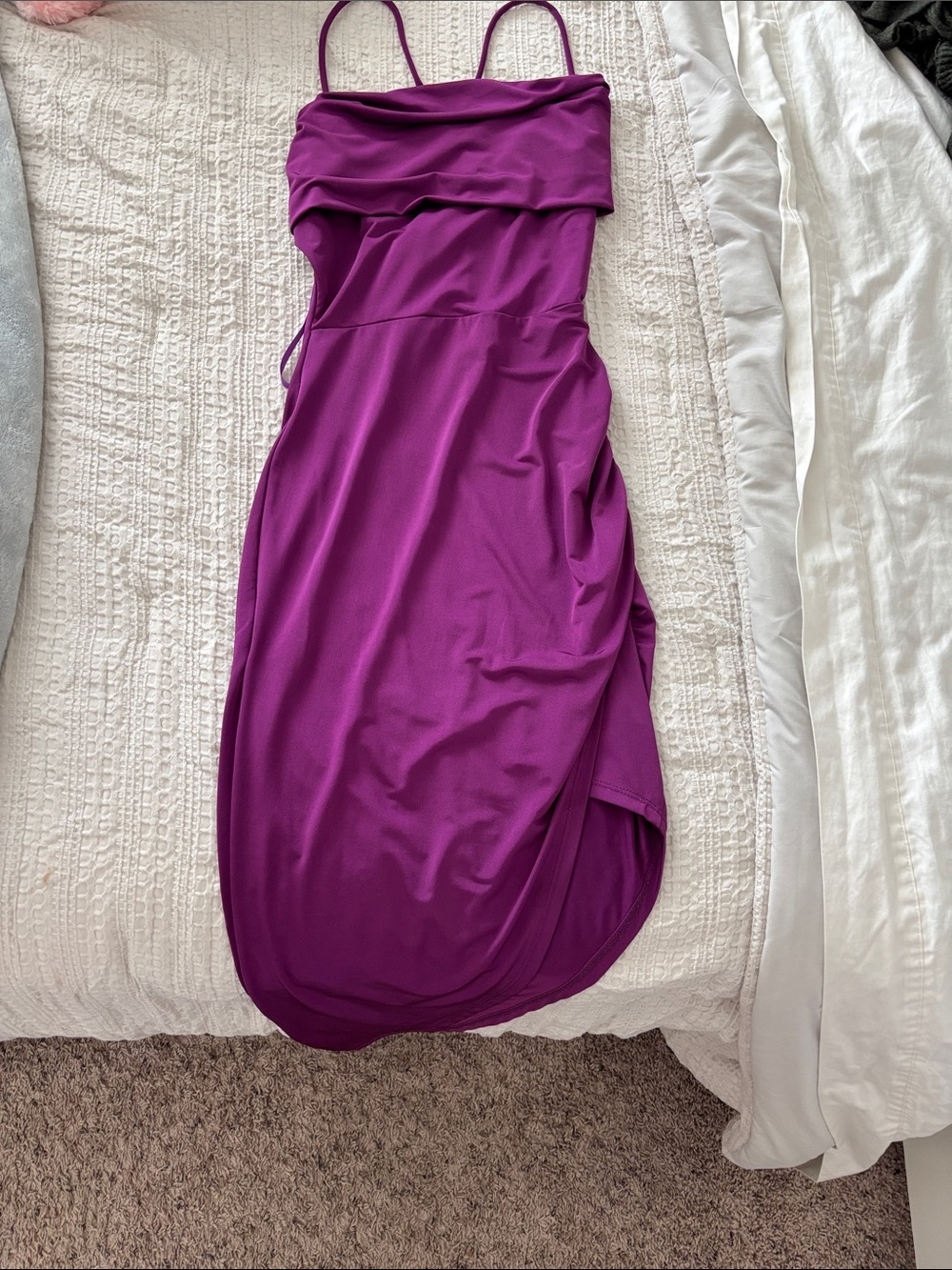 Windsor Fuchsia Midi Slip Dress with Spaghetti Straps